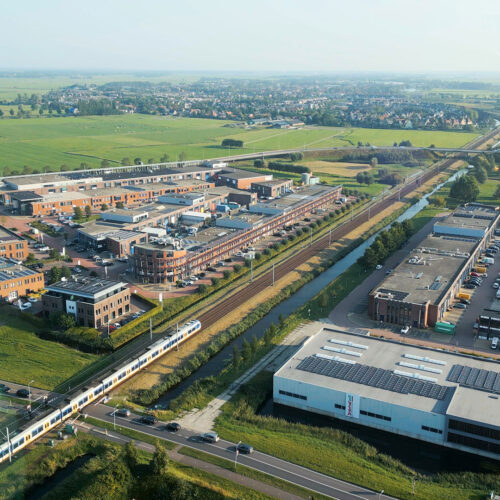 luchtfoto bedrijventerrein de trompet Heemskerk